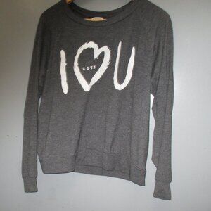 Illustrated People Blouse Sweatshirt Size S Black Graphic Print Long Sleeve Top
